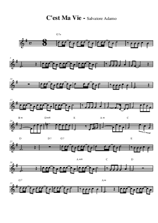 Salvatore Adamo  C´est Ma Vie score for Alto Saxophone
