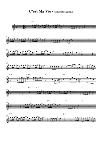 Salvatore Adamo C´est Ma Vie score for Tenor Saxophone Soprano (Bb)