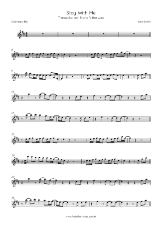 Sam Smith Stay With Me score for Clarinet (Bb)
