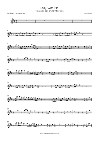 Sam Smith Stay With Me score for Tenor Saxophone Soprano (Bb)