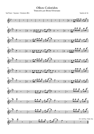 Sandra de Sá Olhos Coloridos score for Clarinet (Bb)
