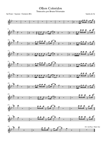 Sandra de Sá  score for Clarinet (Bb)