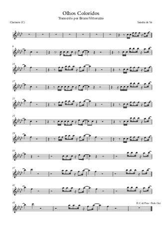 Sandra de Sá Olhos Coloridos score for Clarinet (C)