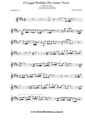 Sandy e Junior O Lugar Perfeito Pro Amor Viver score for Clarinet (C)