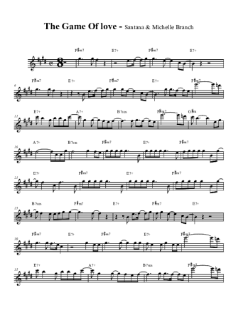 Santana, Michelle Branch The Game of Love score for Tenor Saxophone Soprano (Bb)