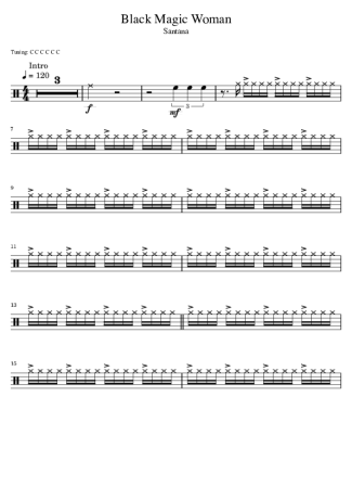 Santana Black Magic Woman score for Drums