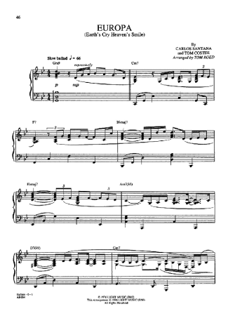 Santana  score for Piano