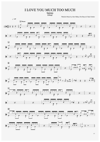 Santana I Love You Too Much score for Drums
