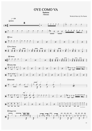 Santana  score for Drums