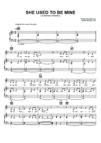 Sara Bareilles She Used To Be Mine score for Piano