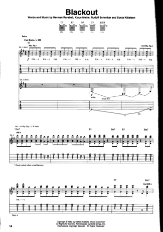 Scorpions Blackout score for Guitar