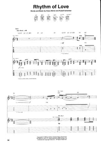 Scorpions Rhythm Of Love score for Guitar