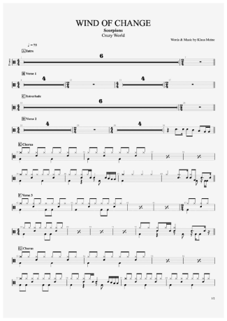 Scorpions Wind Of Change score for Drums