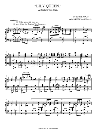 Scott Joplin Lily Queen score for Piano
