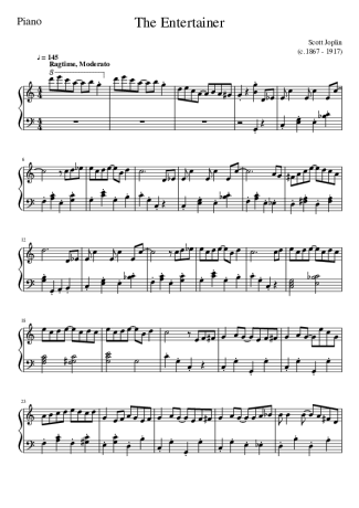 Scott Joplin The Entertainer score for Piano