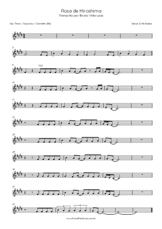 Secos e Molhados Rosa De Hiroshima score for Tenor Saxophone Soprano (Bb)