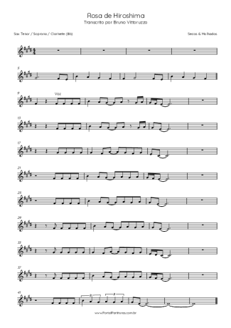 Secos e Molhados Rosa De Hiroshima score for Tenor Saxophone Soprano (Bb)