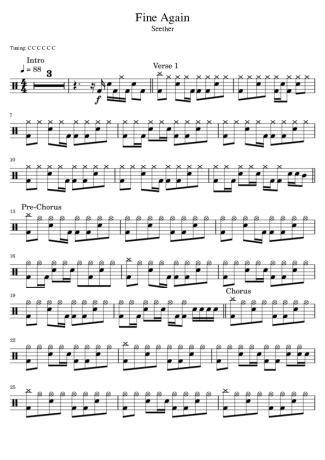 Seether Fine Again score for Drums