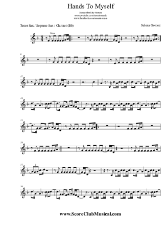 Selena Gomez Hands To Myself score for Clarinet (Bb)