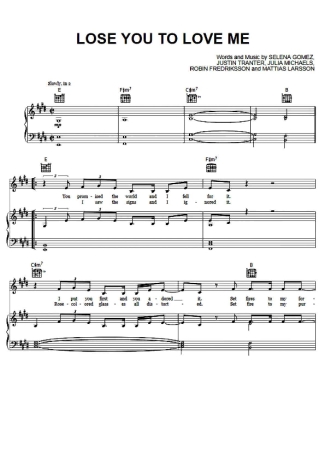 Selena Gomez Lose You To Love Me score for Piano