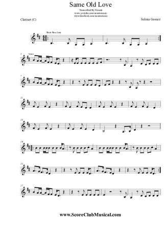 Selena Gomez  score for Clarinet (C)