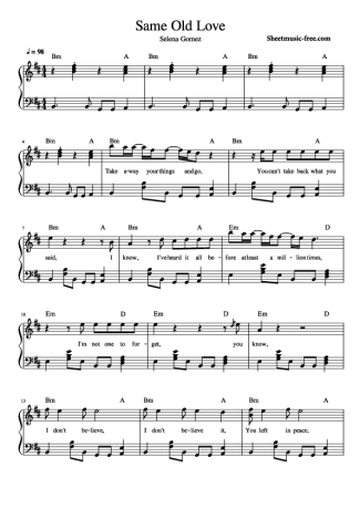 Selena Gomez  score for Piano