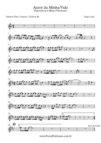 Sérgio Lopes Autor da Minha Vida score for Tenor Saxophone Soprano (Bb)