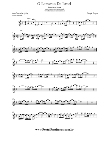 Sérgio Lopes O Lamento De Israel score for Alto Saxophone