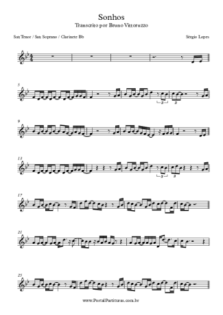 Sérgio Lopes Sonhos score for Tenor Saxophone Soprano (Bb)
