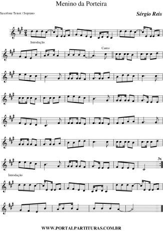 Sérgio Reis  score for Tenor Saxophone Soprano (Bb)