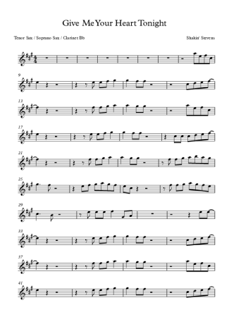 Shakin´ Stevens  score for Clarinet (Bb)