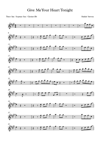 Shakin´ Stevens Give Me Your Heart Tonight score for Tenor Saxophone Soprano Clarinet (Bb)