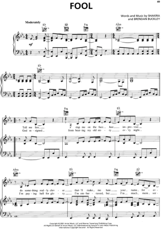 Shakira  score for Piano