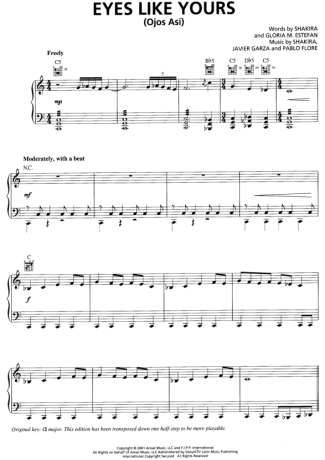 Shakira  score for Piano