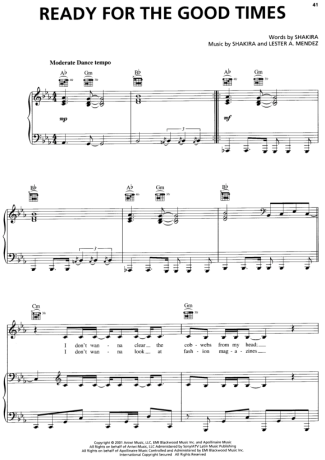 Shakira  score for Piano