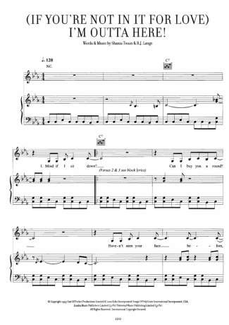 Shania Twain  score for Piano