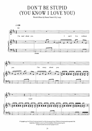 Shania Twain  score for Piano