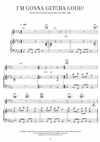 Shania Twain Im Gonna Getcha Good score for Piano