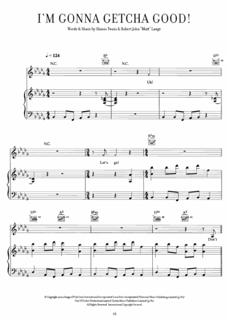 Shania Twain  score for Piano