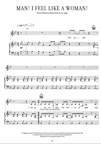 Shania Twain  score for Piano