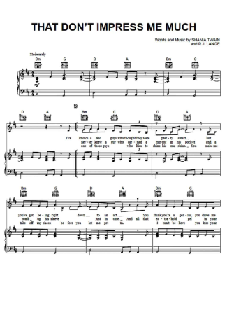 Shania Twain  score for Piano