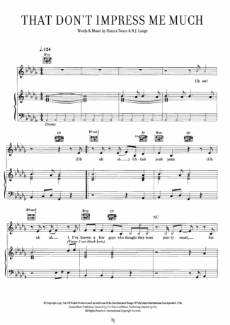 Shania Twain  score for Piano