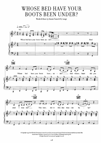 Shania Twain  score for Piano