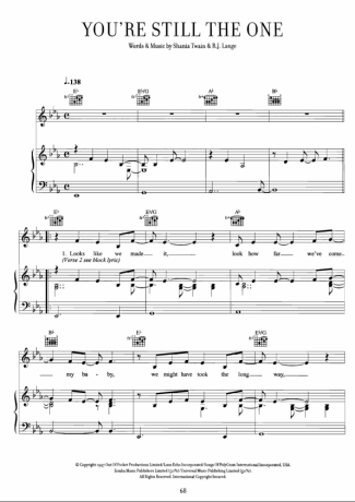 Shania Twain Youre Still The One score for Piano