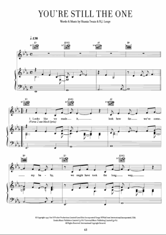 Shania Twain Youre Still The One score for Piano