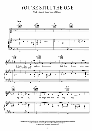 Shania Twain  score for Piano