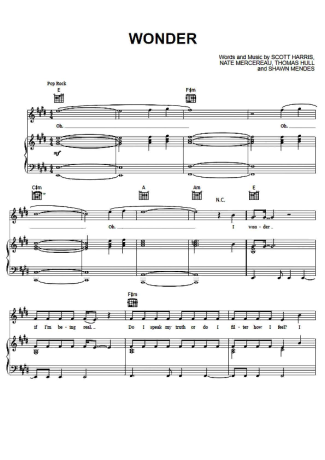 Shawn Mendes Wonder score for Piano