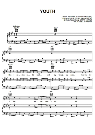 Shawn Mendes Youth score for Piano