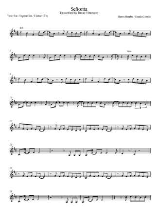 Shawn Mendes and Camila Cabello  score for Tenor Saxophone Soprano (Bb)