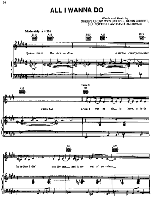 Sheryl Crow All I Wanna Do score for Piano
